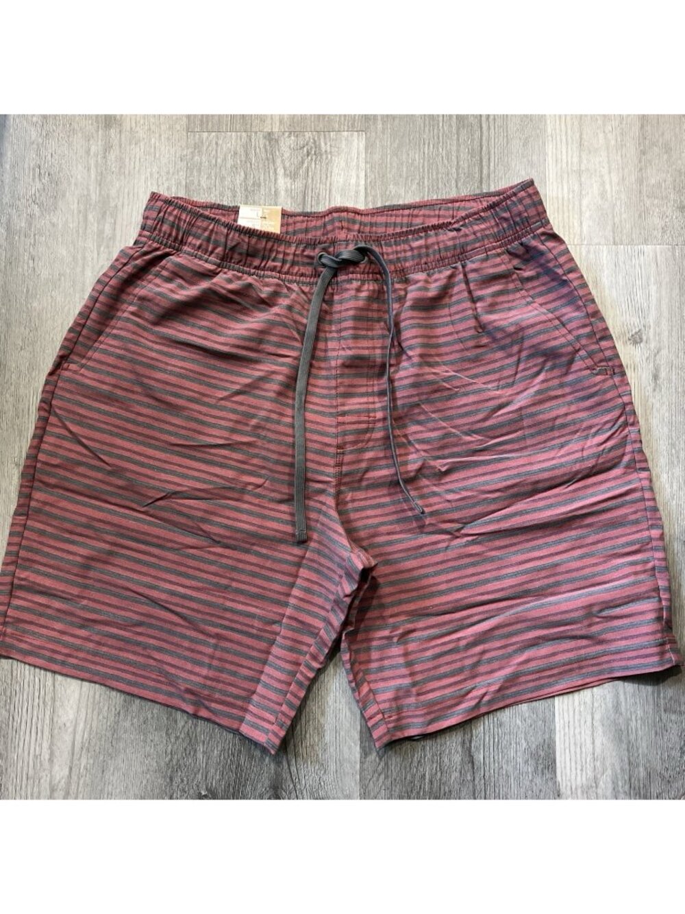 Prana Swim Shorts Mens L Rust Stripe 8" Metric E Waist UPF 50 NWT